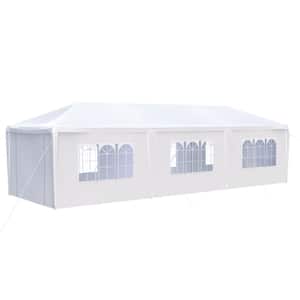 10 ft. x 30 ft. White Wedding Party Canopy Tent Outdoor Gazebo with 8 Removable Sidewalls