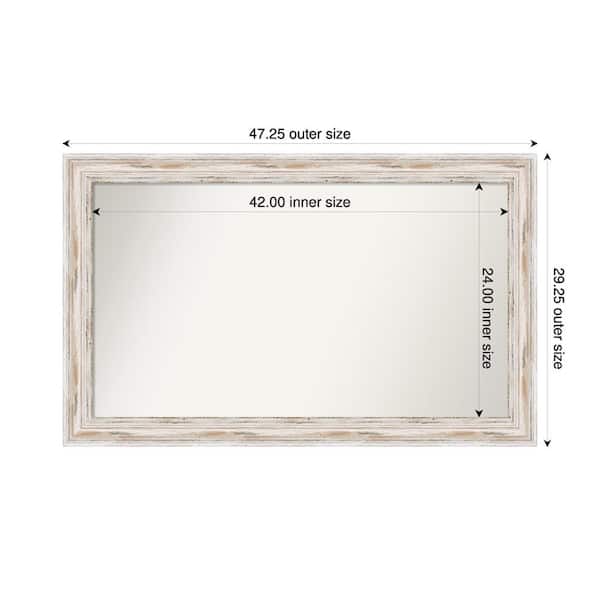 Amanti Art Alexandria Whitewash 47.25 in. x 29.25 in. Custom Non-Beveled Wood Framed Bathroom Vanity Wall Mirror