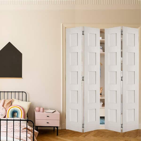 Krosswood Doors 48 in. x 80 in. Shaker 5-Panel Solid Core Primed
