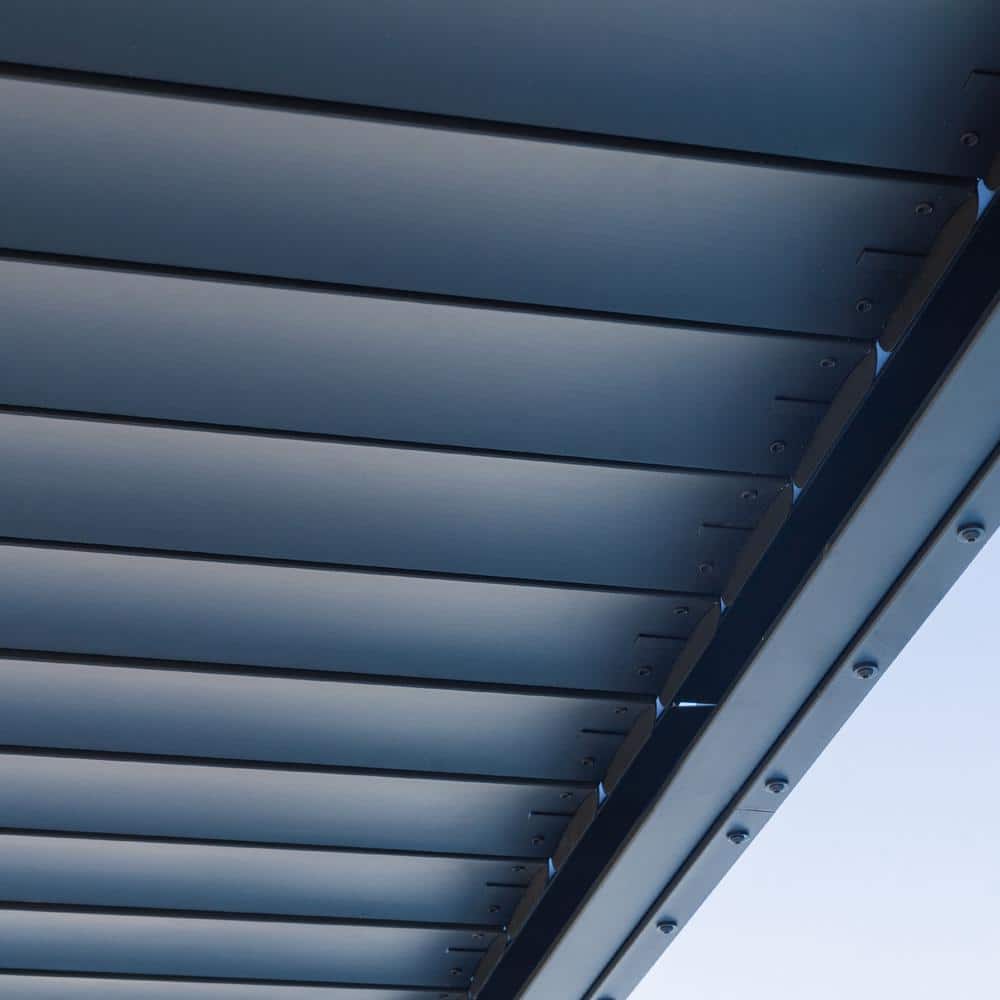 Sarasota Black Steel Louvered Pergola with Canopy
