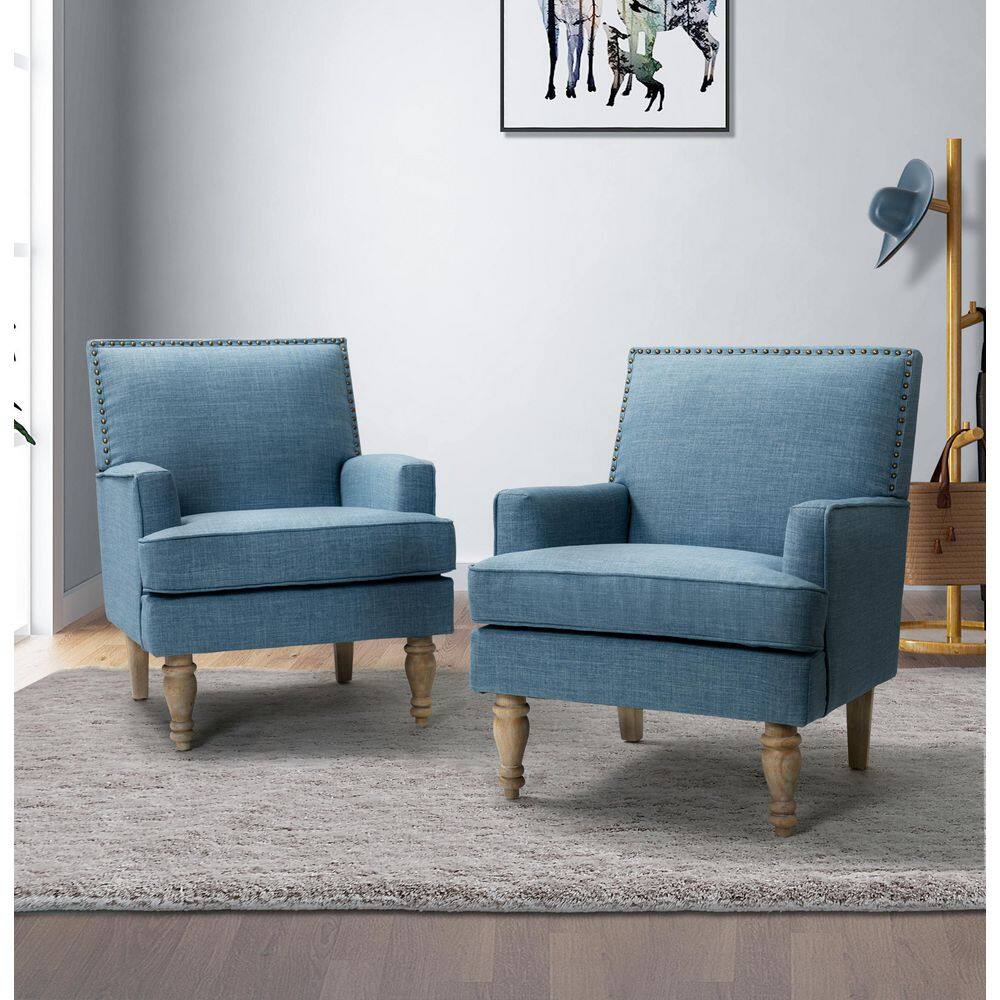 JAYDEN CREATION Cahokia Classic Blue Polyester Upholstery Accent Chair ...