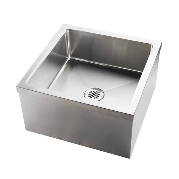 24x24 Single Compartment Stainless Steel Sink with Drainboard