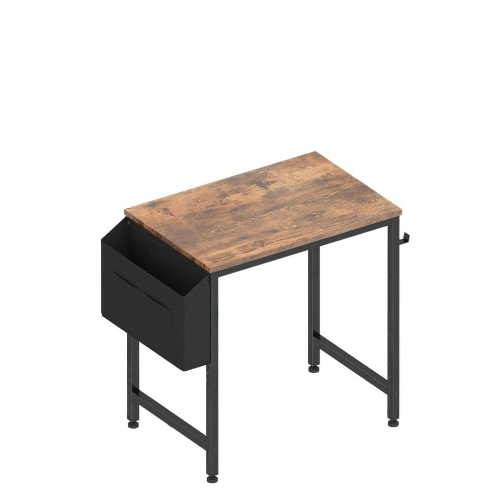 23.62 in. x 15.74 in. x 29.7 in. Brown Desk, Simple Modern Laptop PC Little Side Table with Storage Bag Headphone Hook