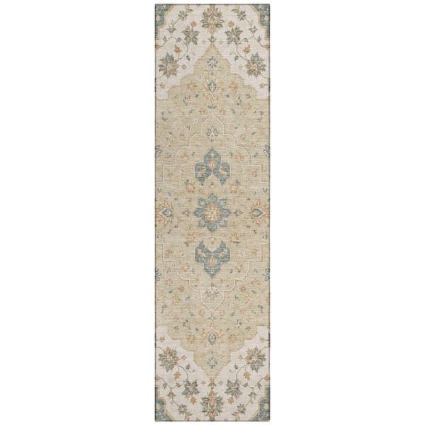 Chantille Machine Washable Indoor/Outdoor Abstract ACN3134 Ivory 2 ft. x 7 ft. Runner Rug
