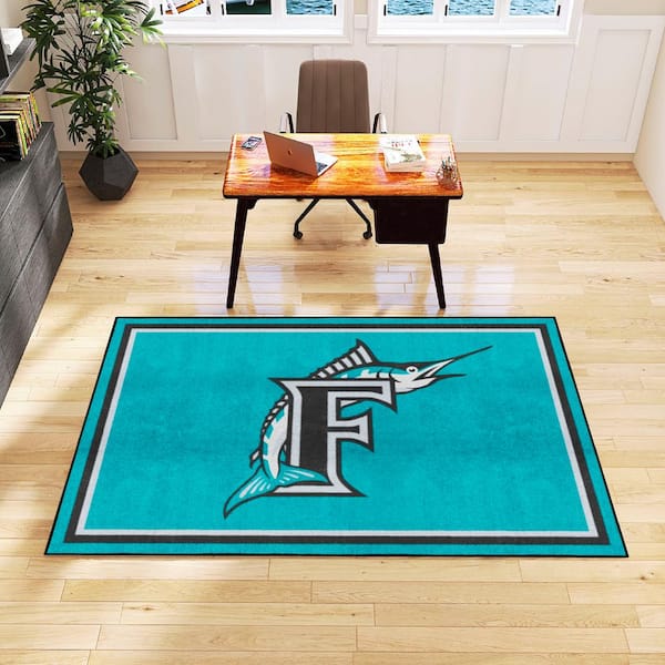 FANMATS Florida Marlins 5ft. x ft. Plush Area Rug Retro Collection  37255 The Home Depot