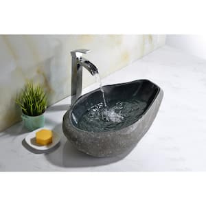 Unkindled Basin Novelty Specialty Natural Stone Vessel Sink in Dark River Stone
