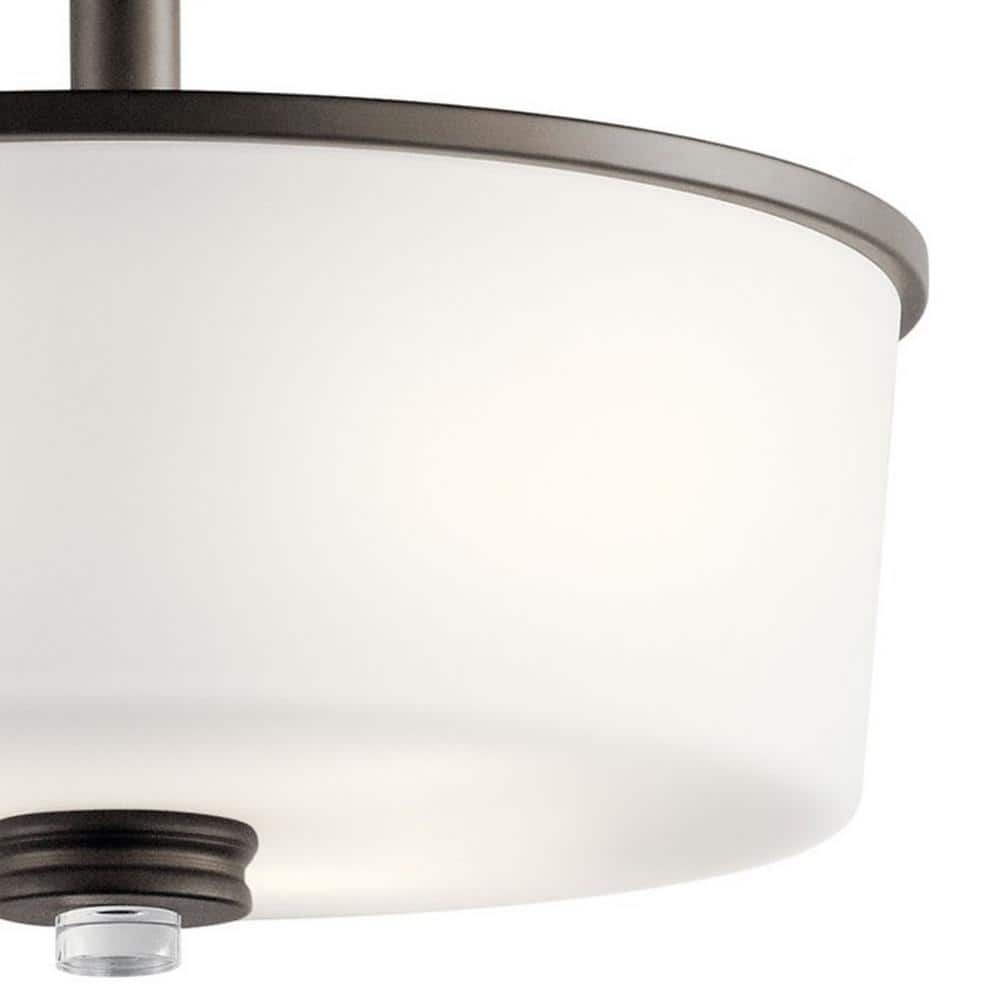 Joelson 14.25" Olde Bronze Semi-Flush Ceiling Light with Glass Shade