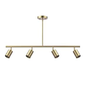Willard 3 ft., Matte Brass 4-Light Hard Wired Adjustable Height Track Lighting Kit with Pivoting Cylinder Track Heads