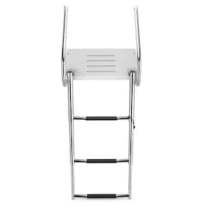 3-Step Telescoping Boat Ladder with Fiberglass Platform and Handrails Above Ground Pool