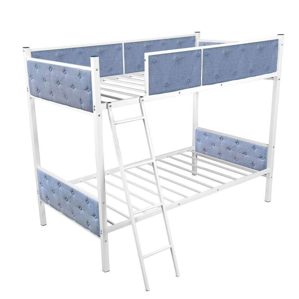 Blue Upholstered Twin over twin bunk bedZYP538358 The Home Depot