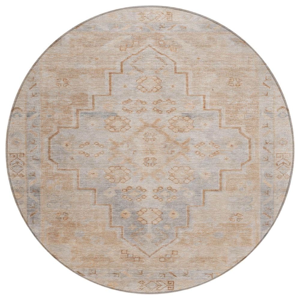 Chantille Machine Washable Indoor/Outdoor Abstract ACN1918 Copper 8 ft. x 8 ft. Round Rug price history on PriceWatchPro