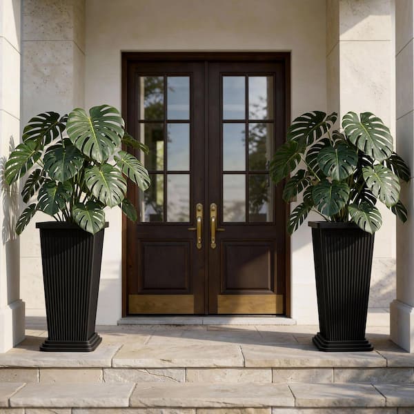 TUYOHW Extra Tall Plastic Planters-Black Indoor and Outdoor Square