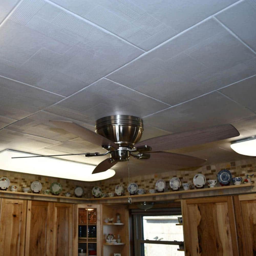 Plain White 2x2 ft Faux Tin Glue-Up Ceiling Tile