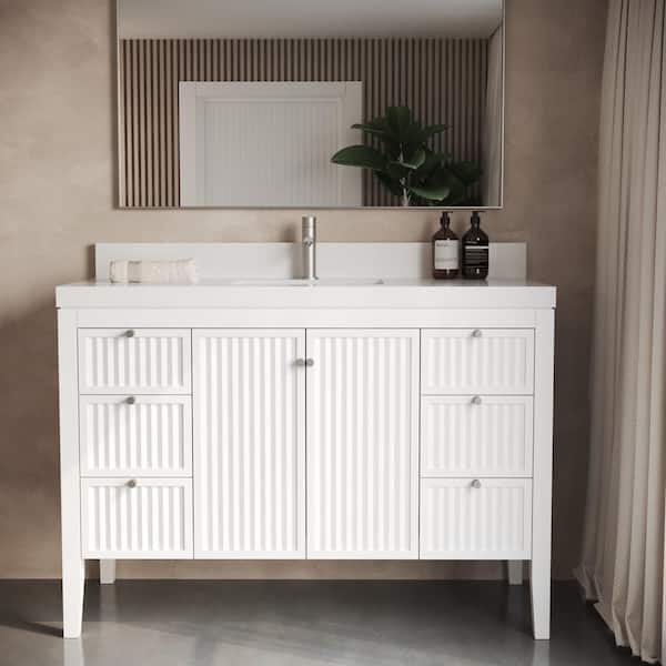 Davos 48in, Engineered Stone Composite Top, Single Vanity (White)