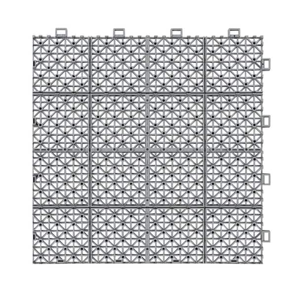 Waterproof Outdoor All Weather Anti-slip 1 ft. x 1 ft. Plastic Deck Tile in Black (Pack of 60)