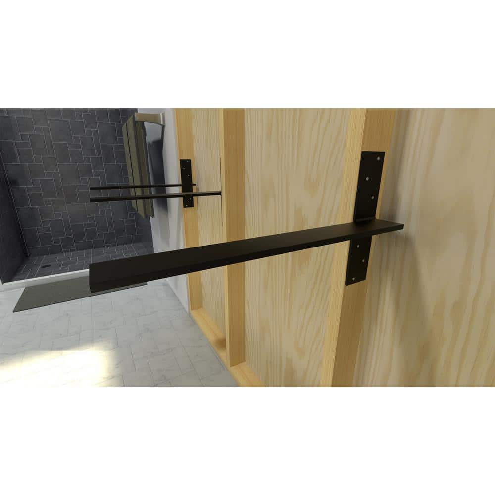 16-Inch Black Steel Free Hanging Shelf Bracket