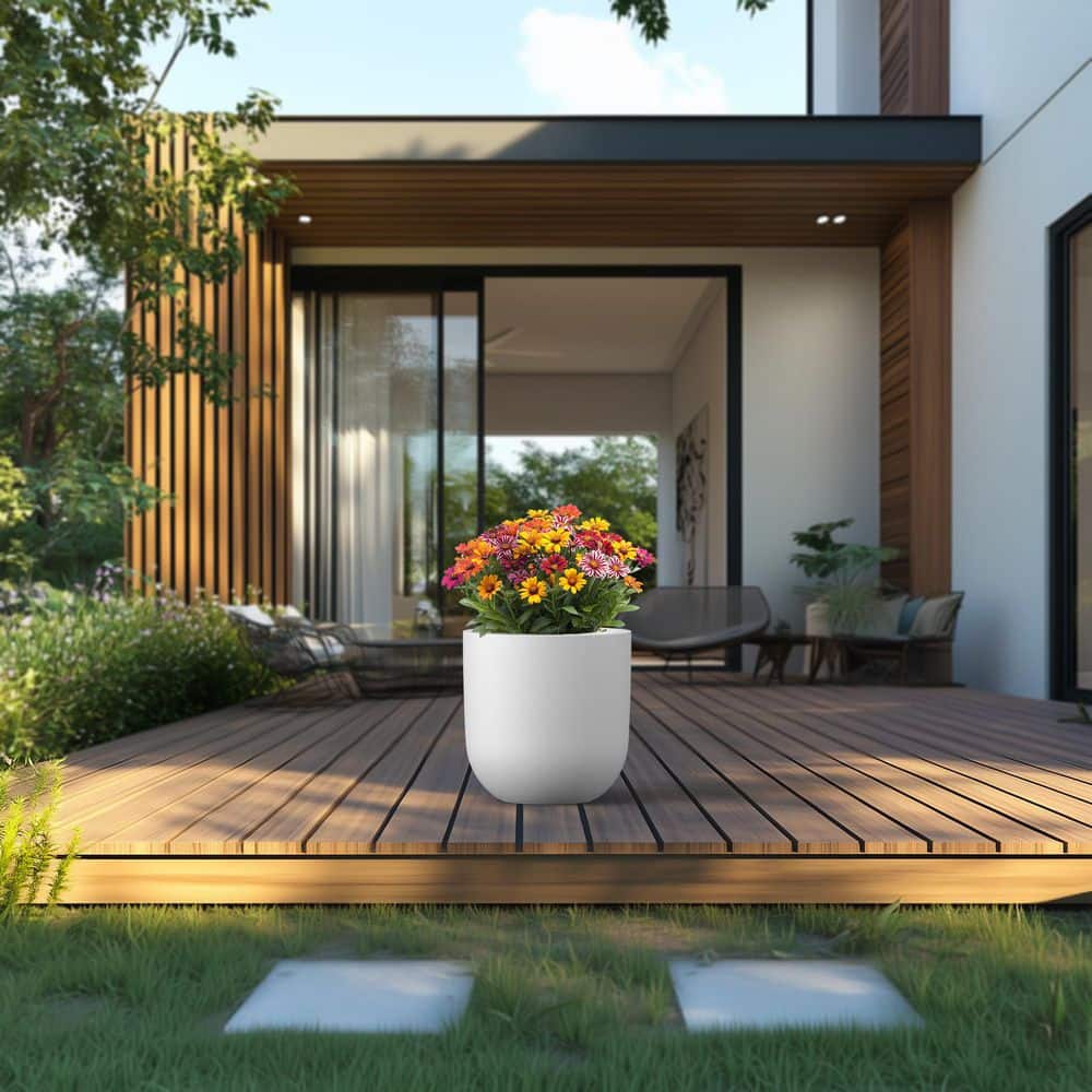 11.5 in. Medium Crisp White(Enhanced Core) Concrete Round Planter / Pot with Drainage Holes price history on PriceWatchPro