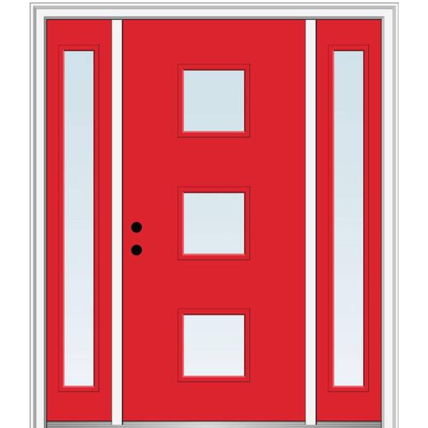 MMI Door 64.5 in. x 81.75 in. Aveline Right-Hand Inswing 3-Lite Clear Low-E Painted Fiberglass Prehung Front Door w/ Sidelites
