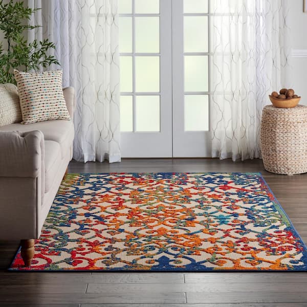 Aloha Easy-Care Multicolor 5 ft. x 8 ft. Moroccan Modern Indoor/Outdoor Patio Area Rug