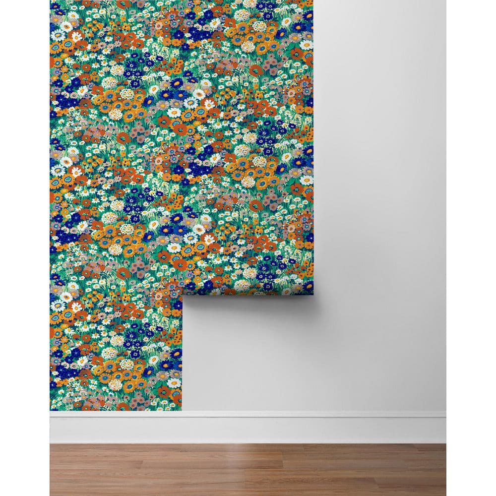 Summer Glades and Terra Cotta Floral Vinyl Peel and Stick Wallpaper