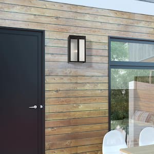 Wittenham 14 in. 1-Light Black Outdoor Hardwired ADA Wall Lantern Sconce with No Bulbs Included