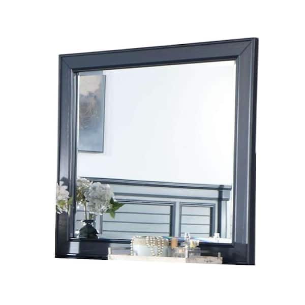 Benjara Zeny Slate Blue 40 in. W x 38 in. H Rectangle Wood Framed