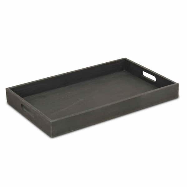 HomeRoots Amelia 18.75 in. W x 2 in. H x 11.75 in. D Rectangle Black Fir Dinnerware and Serving Storage