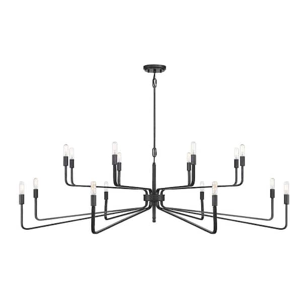 Salem 57 in. W x 18 in. H 16-Light Forged Iron Tiered Chandelier