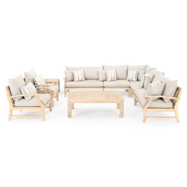 RST Brands Kooper 9-Piece Wicker Patio Deep Seating Conversation Set with Slate Grey Cushions