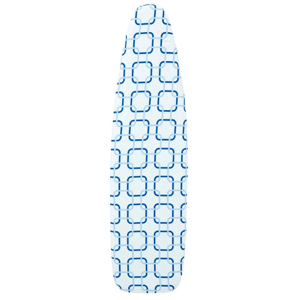 Silver Frame Blue Geometric Pattern T-Leg Ironing Board
