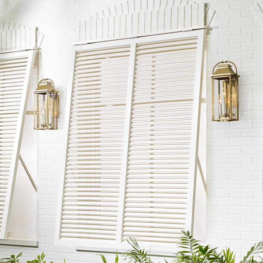 Wellsworth Painted Distressed Brass 3-Light Rectangular Lantern Sconce