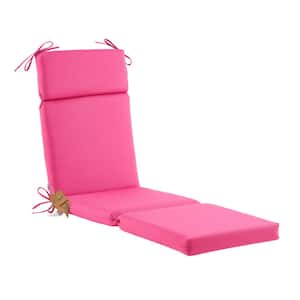 Outdoor Chaise Lounge Tufted Cushion with Ties, Replacement Wicker Chair Cushion for furniture, 72"Lx21"Wx3"H, Pink