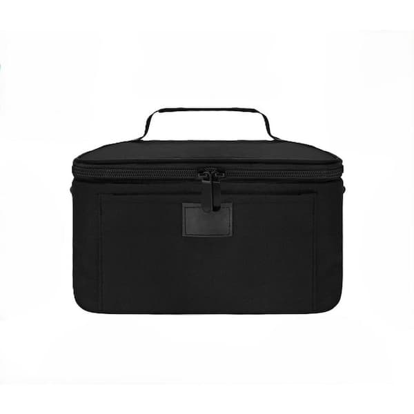Anqtovp Mini Portable Electric Lunch Box Food Heater Aluminum Food Storage Container with Lids, Personal Microwave Box in Black