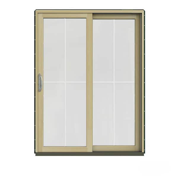 JELD-WEN 60 in. x 80 in. W-2500 Contemporary Green Clad Wood Right-Hand 4 Lite Sliding Patio Door w/Unfinished Interior