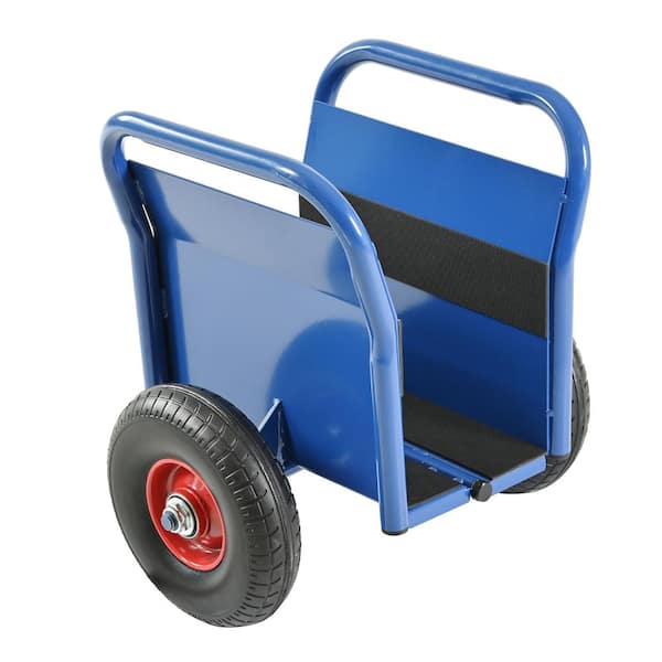Heavy Duty Panel Dolly, 10 in. Solid Rubber Tires, Super Weight 1000 lbs. Serving Cart in Blue