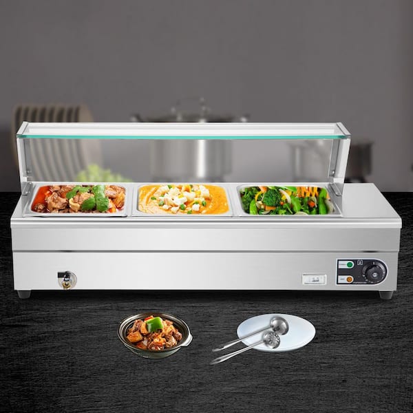 VEVOR Electric Countertop Food Warmer 84 Qt. 12 Pan x 1/3 GN Commercial Food  Steam Table 6 in. Deep, 1500-Watt BLZBWTC12P1300001V1 - The Home Depot