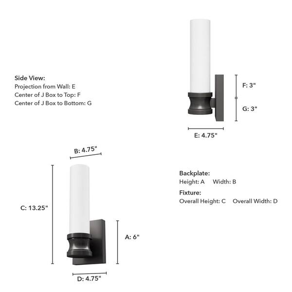 Hunter - Lenlock 1-Light Noble Bronze Wall Sconce with Cased White Glass Shade