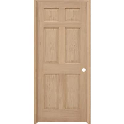 RELIABILT 36-in x 80-in Red Oak 6-panel Solid Core Unfinished Oak Wood Bifold  Door in the Closet Doors department at