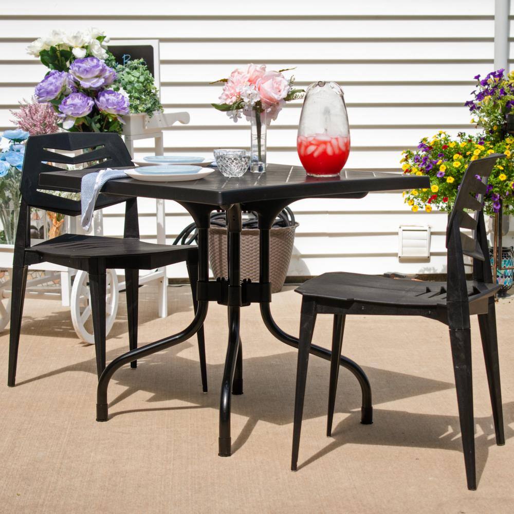 Matisse Black Polypropylene Armless Dining Chairs Set of 4