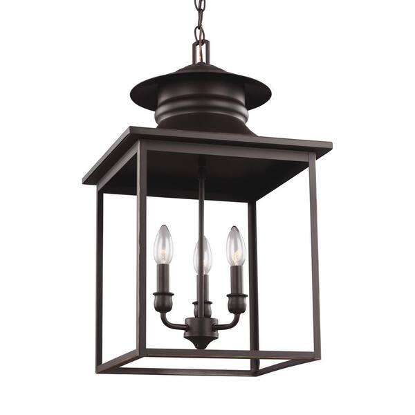 Generation Lighting Huntsville 3-Light Heirloom Bronze Hall-Foyer Pendant with Dimmable Candelabra LED Bulb