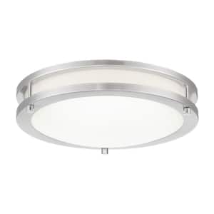 Vantage 11.75 in. 1-Light Brushed Nickel LED Flush Mount with Acrylic Diffuser