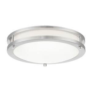 Vantage 11.75 in. 1-Light Brushed Nickel LED Flush Mount with Acrylic Diffuser