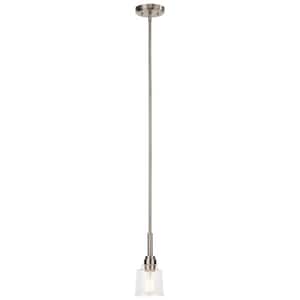 Aivian 5 in. 1-Light Brushed Nickel Vintage Industrial Standard Kitchen Mini Pendant Hanging Light with Clear Glass