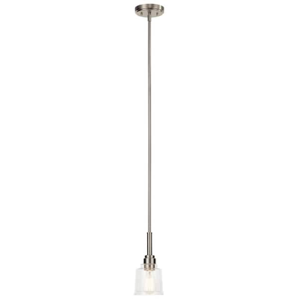 KICHLER Aivian 5 in. 1-Light Brushed Nickel Vintage Industrial Standard Kitchen Mini Pendant Hanging Light with Clear Glass