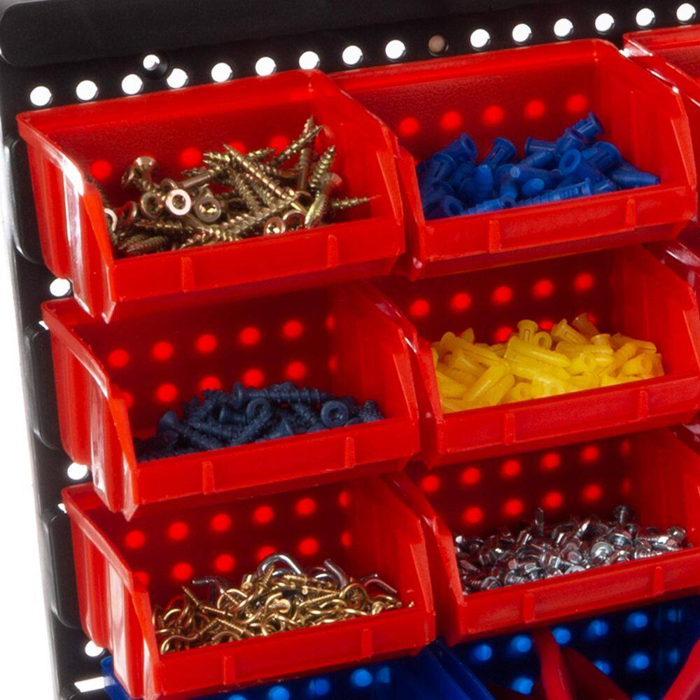 Black Wall-Mounted 30-Compartment Plastic Storage Bin Organizer