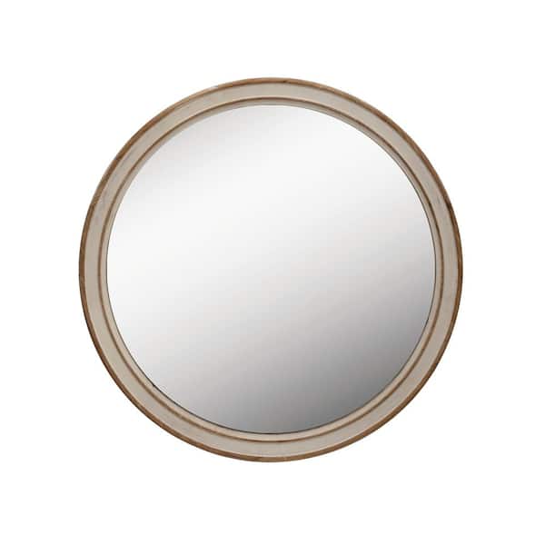 Storied Home 31.5 in. W x 31.5 in. H Wood Distressed Two-Toned Framed Mirror