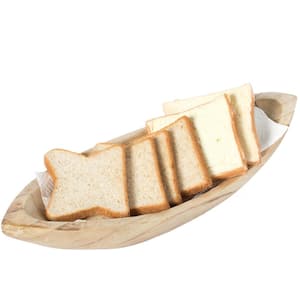 Wood Carved Boat Shaped Bowl Basket Rustic Display Tray - Small
