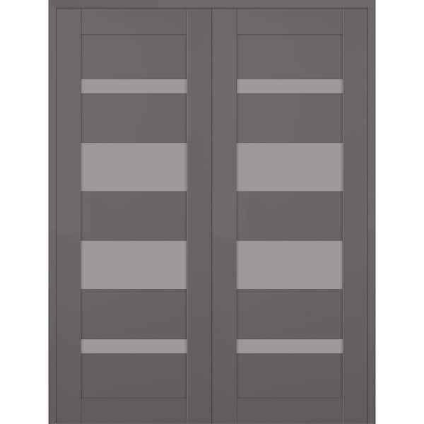 Belldinni Mirella 60 in. x 96 in. Both Active 5-Lite Frosted Glass Gray Matte Composite Double Prehung Interior Door