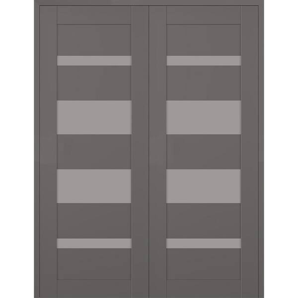 Belldinni Mirella 36 in. x 84 in. Both Active 5-Lite Frosted Glass Gray Matte Composite Double Prehung Interior Door