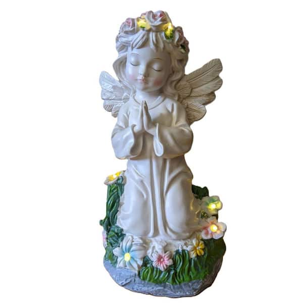 Phewnyzo 4.72 in. x 5.51 in. x 9.64 in. Angel Garden Decor Statue Solar lights
